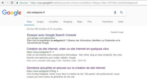 trouver son site google